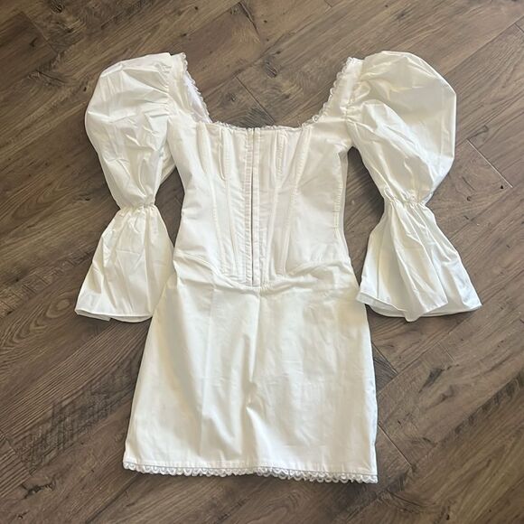 House of CB Matilda White puff Sleeve Corset Dress New Retails 239 - Picture 4 of 7
